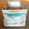Thirty- One 31 Large Utility Beach Laundry Grocery Tote Bag Striped Teal Pink #4 small image