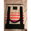 Victoria&#039;s Secret Sunkissed Striped Tote Beach Travel Bag White Black Pink Coral