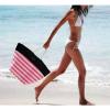 Victorias Secret Hot NEON Pink Stripe Beach Bag Tote Rope Handles NWT