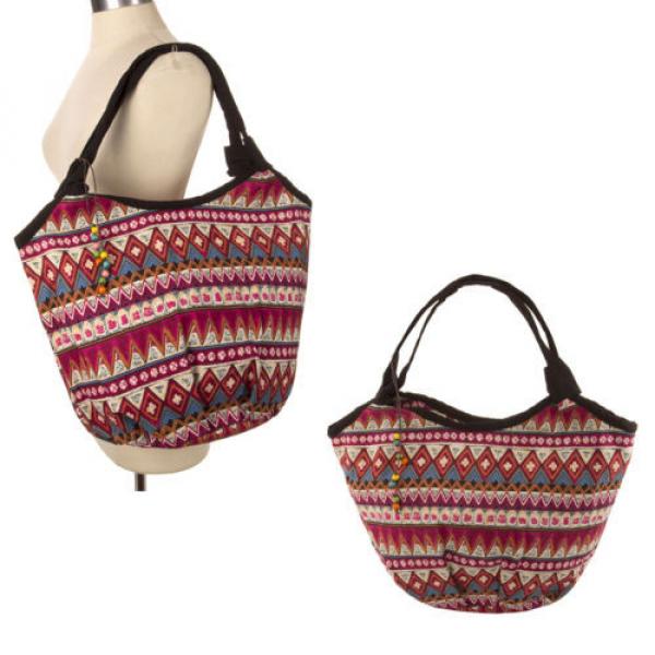 Women TRIBAL Beach Fashion Handbag Shoulder CANVAS Tote Shopping Bag With Beads #1 image