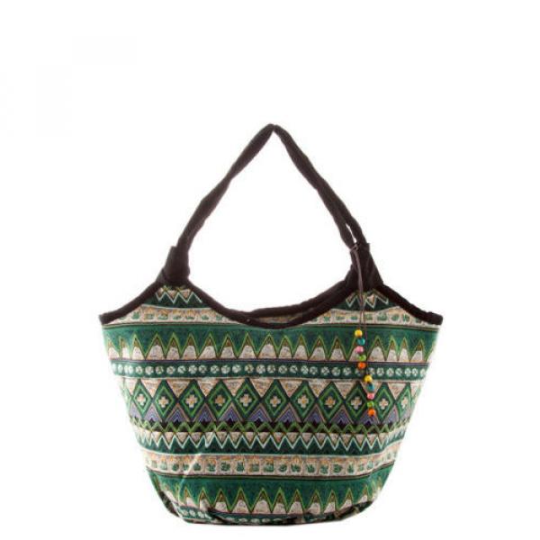 Women TRIBAL Beach Fashion Handbag Shoulder CANVAS Tote Shopping Bag With Beads #2 image