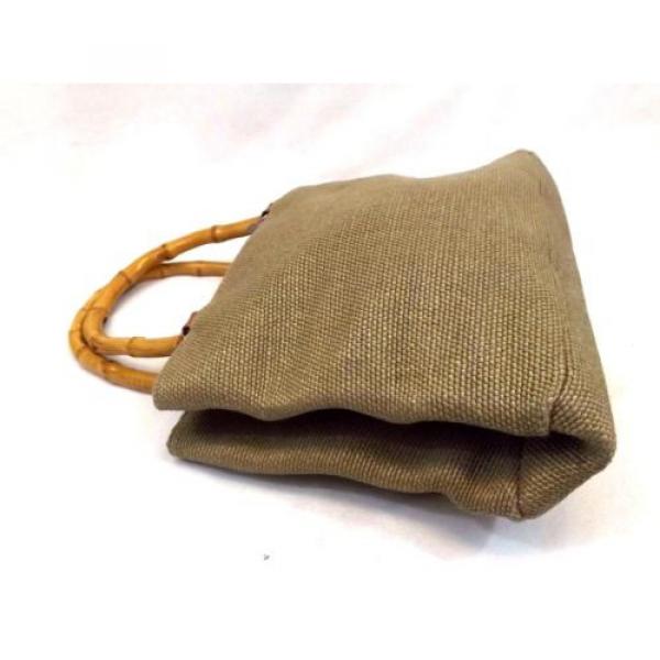Fossil Handbag Satchel Bag Purse Brown Straw Shell Bamboo Handles Medium #5 image