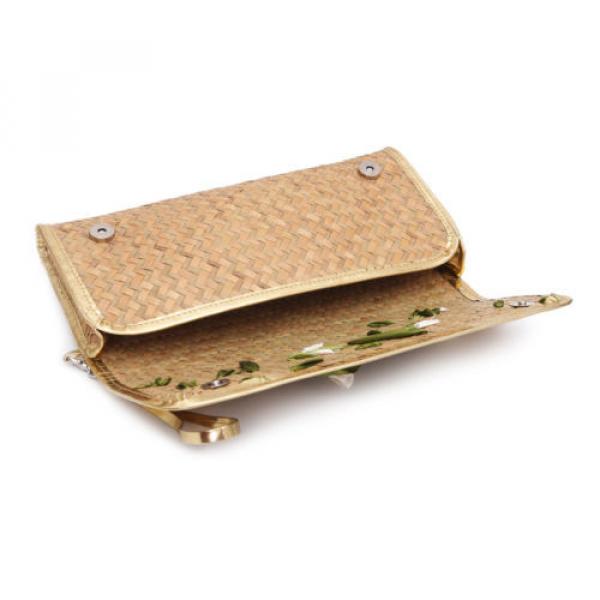 Vintage Handmade Knit Bamboo Rattan Straw Clutch Bag / Handbag #3 image
