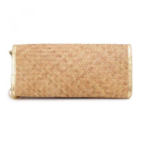 Vintage Handmade Knit Bamboo Rattan Straw Clutch Bag / Handbag #4 image