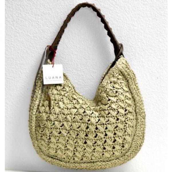 NEW NWT Italy LUANA - Woven Heavy Straw &amp; Leather Shoulder Bag Purse $198 #1 image