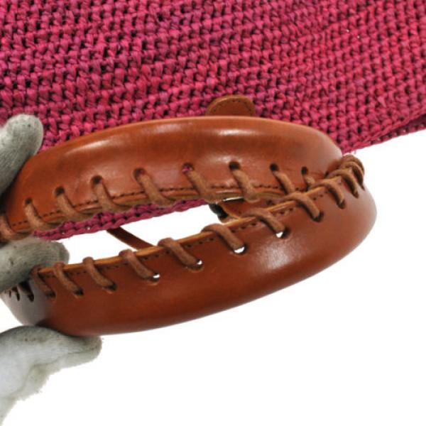Auth BALENCIAGA Raffia Hand Tote Bag Pink Brown Straw Leather Vintage V07288 #5 image