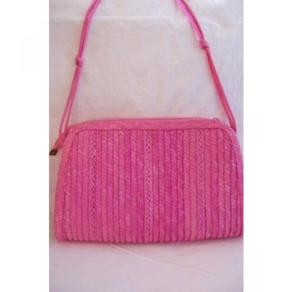 Hot Pink Straw Shoulder Bag by Waves-Tandem Bags of CA &amp; Clinique Cosmetic Bag #2 image