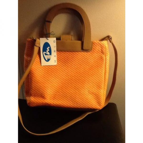 New With Tags Marlo Orange Woven Straw Handbag Shoulder bag w/ Detachable Strap #1 image