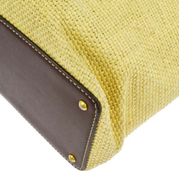Authentic CHANEL CC Logos Shoulder Tote Bag Beige Straw Leather Vintage V02540 #4 image