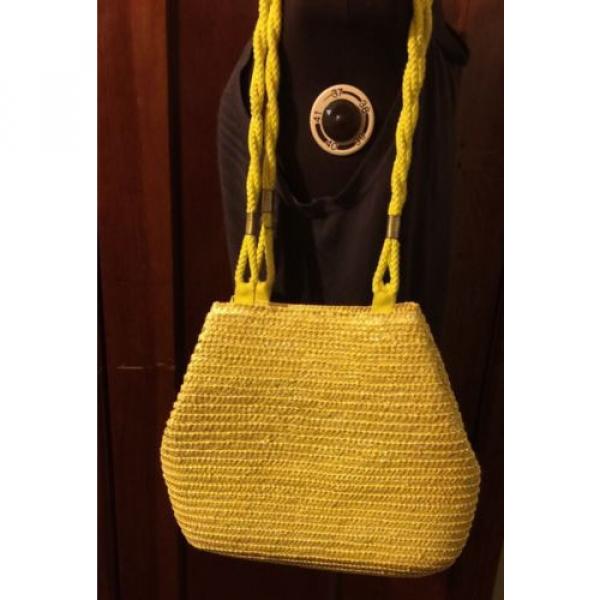 Nice Yellow Shoulder Bag With Rope Style Straps Good Cond. Med Size #2 image