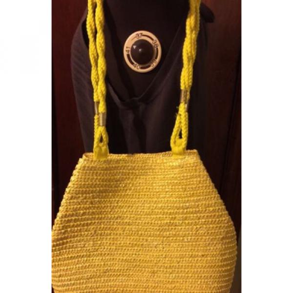 Nice Yellow Shoulder Bag With Rope Style Straps Good Cond. Med Size #3 image