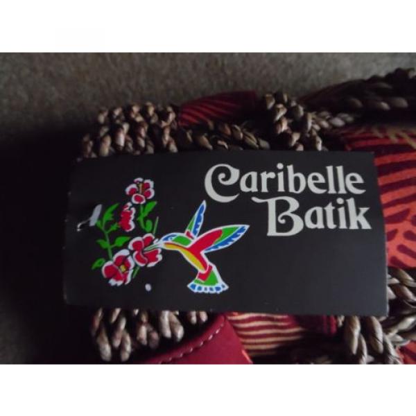 Caribelle Batik Straw Zippered Tote Bag Purse Pocket Book + Sachet New NWT #4 image