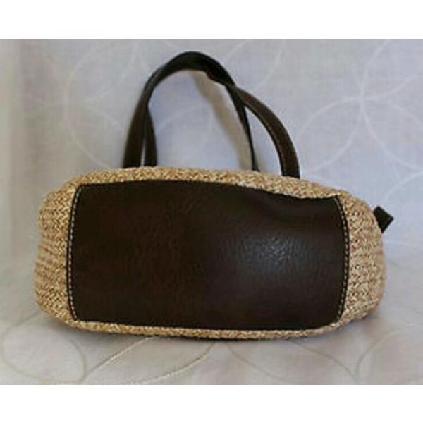 Fossil Traditional Woven Straw Trimmd in Brown Genuine Leather Small Purse Bag #5 image