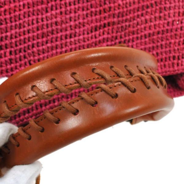 Auth BALENCIAGA Classic Raffia Hand Tote Bag Pink Brown Straw Leather V08045 #5 image