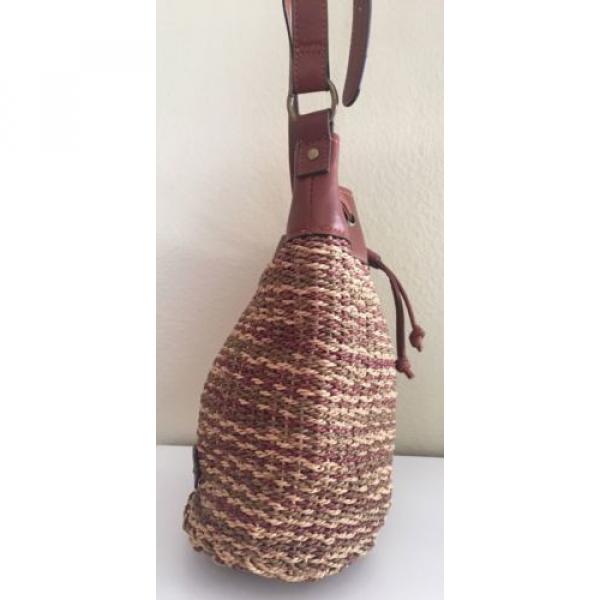 Lucky Brand Kenya Bucket Bag Natural Woven Brown Straw Drawstring Tote w/ FOB! #4 image