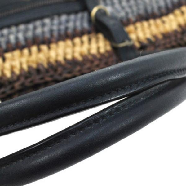 Authentic BALENCIAGA Raffia Hand Tote Bag Beige Navy Straw Leather VTG BT11647 #5 image