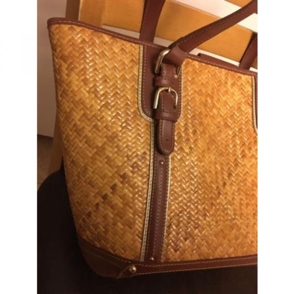 Etienne Aigner Straw Leather Bag Purse Shoulder bag 15&#034;x10&#034; - Free Shipping! #2 image