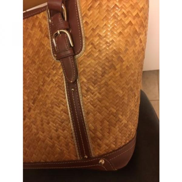 Etienne Aigner Straw Leather Bag Purse Shoulder bag 15&#034;x10&#034; - Free Shipping! #3 image