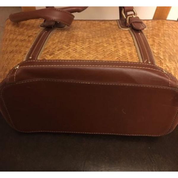 Etienne Aigner Straw Leather Bag Purse Shoulder bag 15&#034;x10&#034; - Free Shipping! #4 image