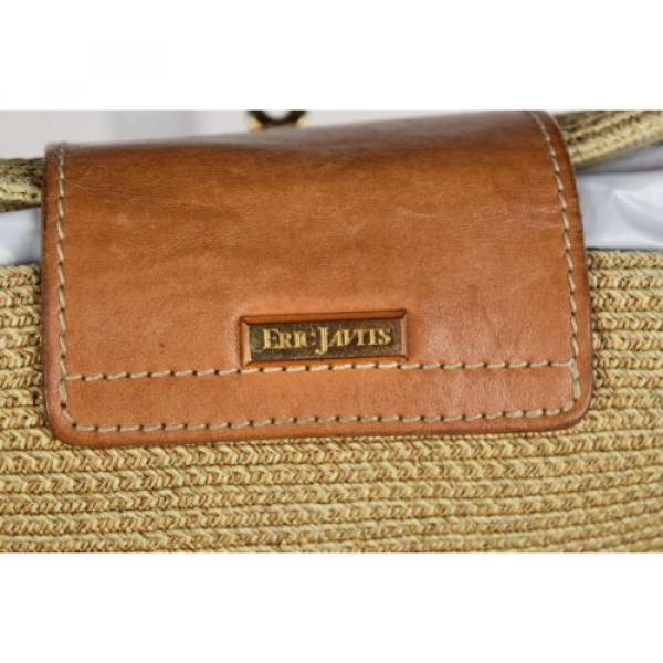 Eric Javits Womens Tan Brown Satchel Bag SZ S Straw Leather Casual Purse Handbag #4 image