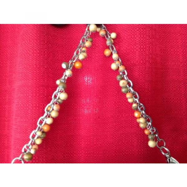 Rafe, NWOT, Floral Embroidered Straw Shoulder Bag, Beaded Chain Strap #3 image