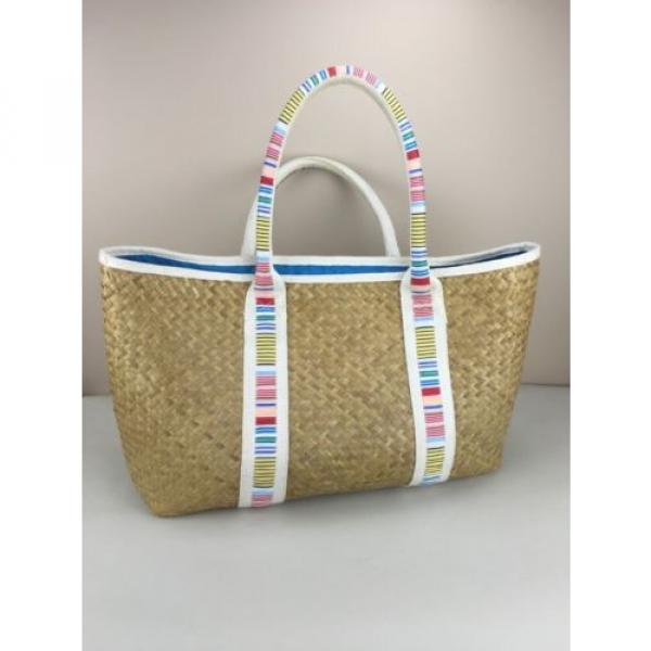 Woven Straw Large Shoulder Tote Purse Beach Bag with Cloth Handle Multi Colored #1 image