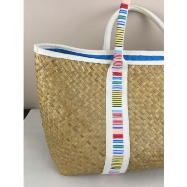 Woven Straw Large Shoulder Tote Purse Beach Bag with Cloth Handle Multi Colored #2 image