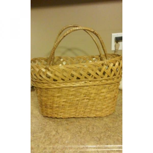 Straw Tote  Summer Wicker Beach Bag UNMARKED LARGE RETRO #1 image