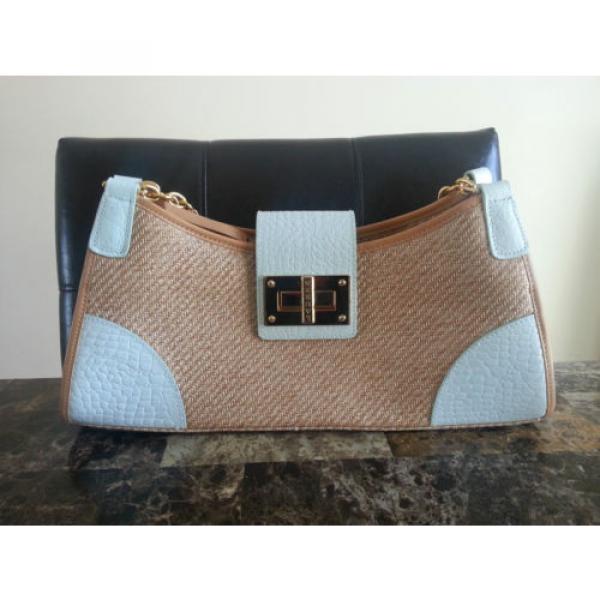 LAUREN by RALPH LAUREN Straw Bag with Light Blue Leather Buckle Accents #1 image