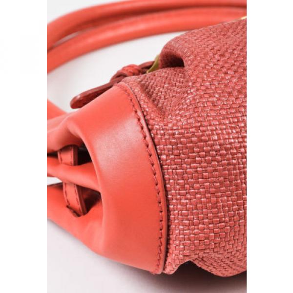 Jimmy Choo Red Woven Straw Leather Buckle &#034;Tulita&#034; Satchel Bag #4 image