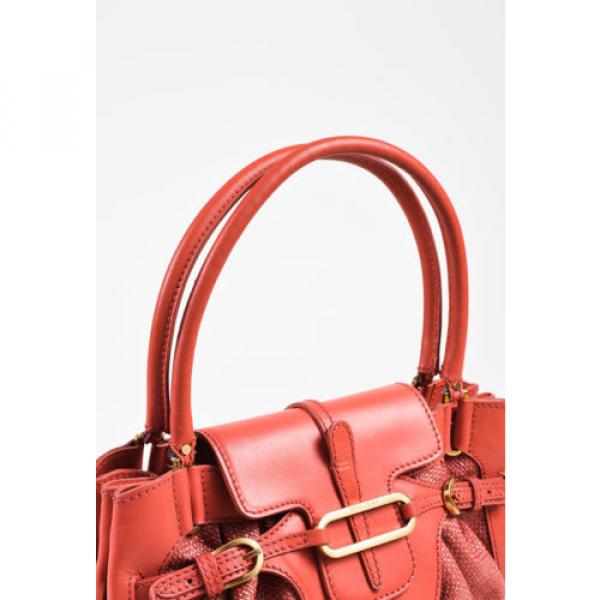Jimmy Choo Red Woven Straw Leather Buckle &#034;Tulita&#034; Satchel Bag #5 image