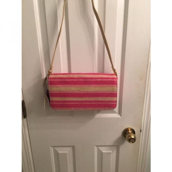 A Beautiful Straw Etienne Aigner Purse Shoulder Bag! Pink(fushia) Stripes #1 image