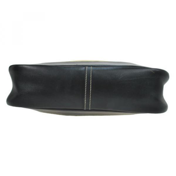 Auth HERMES TRIM 31 Shoulder Bag Beige Navy Straw Leather Vintage France B28374 #4 image