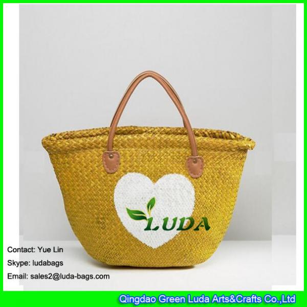 LDSC-049 handmade beach totes white star painted straw bags #1 image