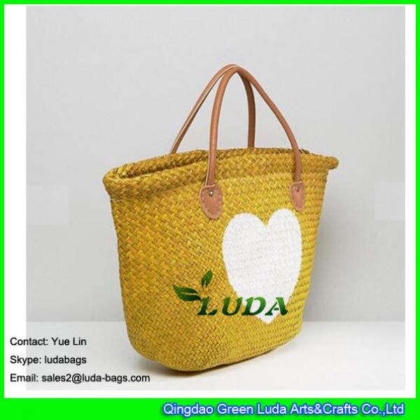 LDSC-049 handmade beach totes white star painted straw bags #2 image