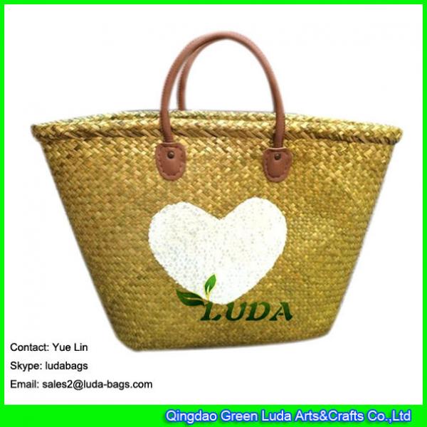 LDSC-049 handmade beach totes white star painted straw bags #3 image