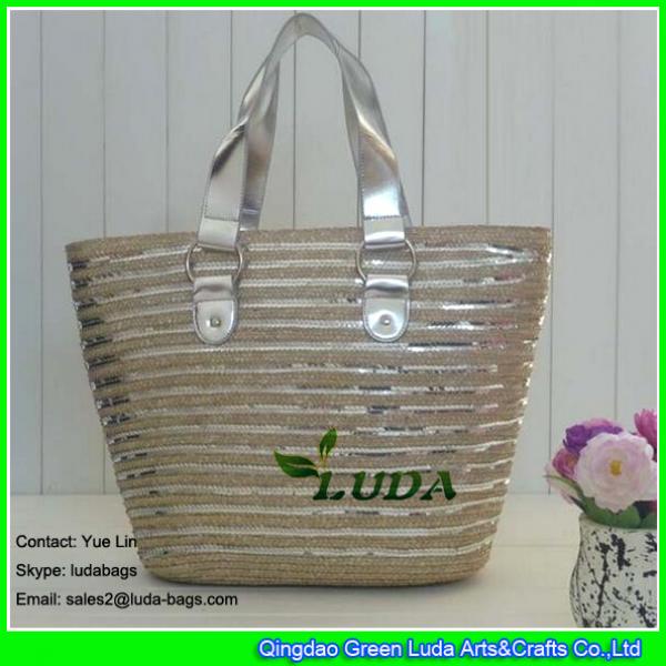 LDMC-003 Large sequins tote bag fashinable lady straw beach bags #2 image