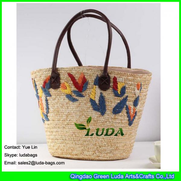 LDMC-004 classical lady handbag Embroidery beach straw tote bag #2 image