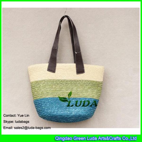 LDMC-005 colorful women tote bag chevron wheat beach straw bags for summer #2 image