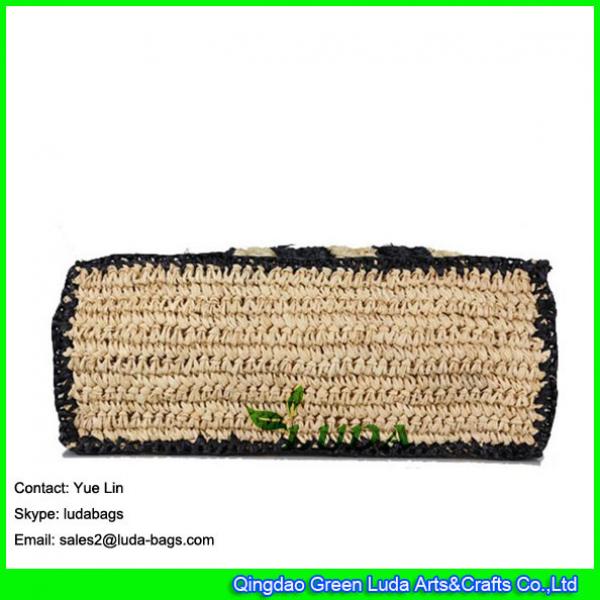 LDLF-053 wholesale crochet handbag striped raffia knitting straw tote bag #4 image