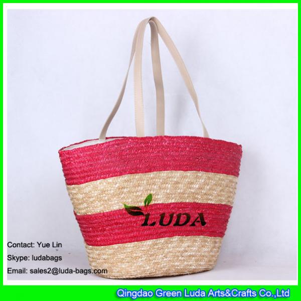 LDMC-029 wholesale beach bag striped  braided wheat tote straw bag #1 image