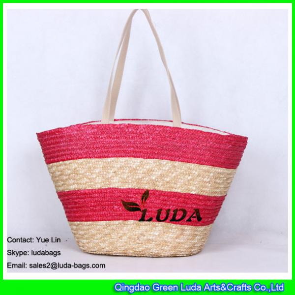 LDMC-029 wholesale beach bag striped  braided wheat tote straw bag #2 image
