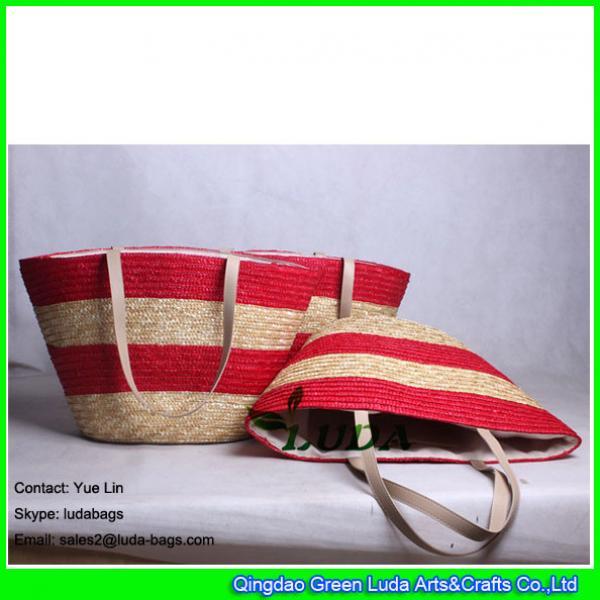 LDMC-029 wholesale beach bag striped  braided wheat tote straw bag #3 image