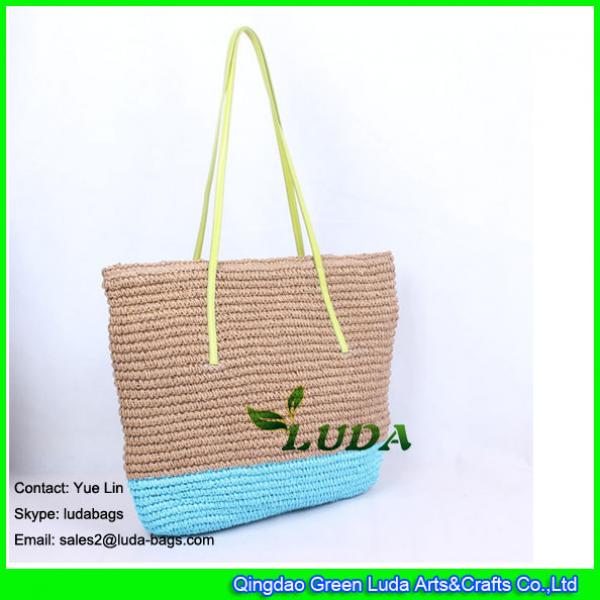 LDZS-028 large size beach bag hand crochetting paper straw tote bags #2 image