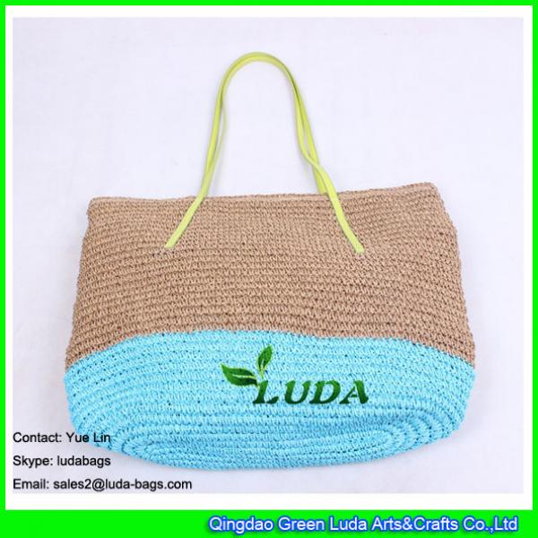 LDZS-028 large size beach bag hand crochetting paper straw tote bags #3 image