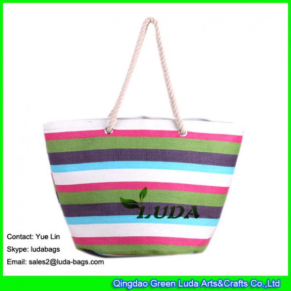LDZB-007 colorful paper straw tote bag striped straw beach bag 2017 for girls #1 image