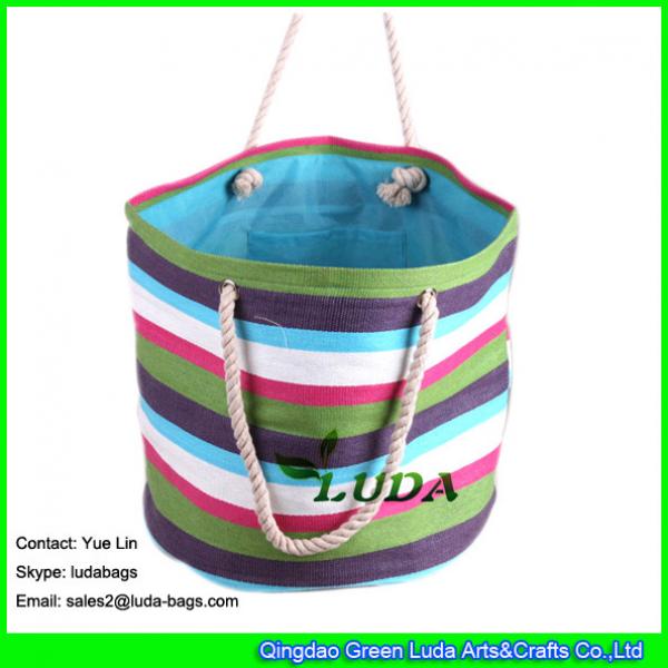 LDZB-007 colorful paper straw tote bag striped straw beach bag 2017 for girls #2 image
