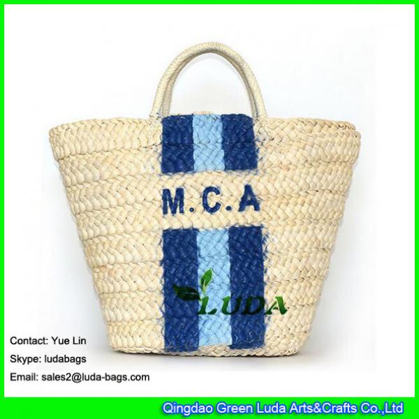 LDYP-062 large women tote handbags 2017 new logo printed cornhusk straw beach bag #1 image