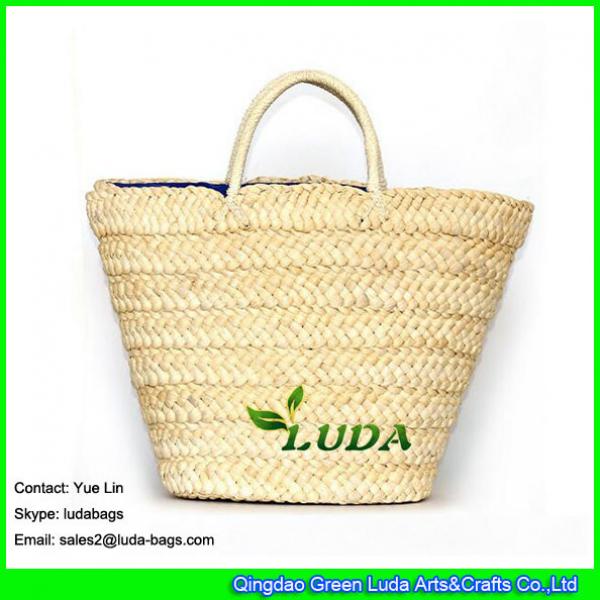 LDYP-062 large women tote handbags 2017 new logo printed cornhusk straw beach bag #2 image