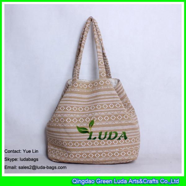 LDFB-002 wholesale canvas beach bag cheap sadu fabric beach bags #4 image